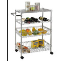 Approved Household Storage Chrome Wire Shelving Trolley (CJ-B1192R)